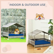 The Rattan Dog House Outdoors With A Canopy, The Rattan Dog Bed With A Waterproof Mat Is Suitable For Small And Medium Sized Dogs